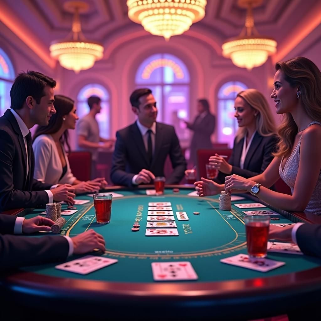 Baccarat Table Games ကာစီနို ဂိမ်းကစားနေသောမြင်ကွင်း